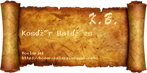 Kosár Balázs névjegykártya